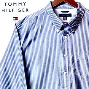 Tommy Hilfiger Striped Dress Shirt Blue XL